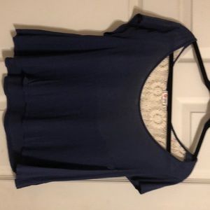 Crop top lace back shirt